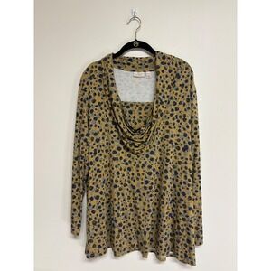 LOGO by Lori Goldstein Legacy Printed Rayon 230 Cowl Neck Top,‎ Women's Size XL